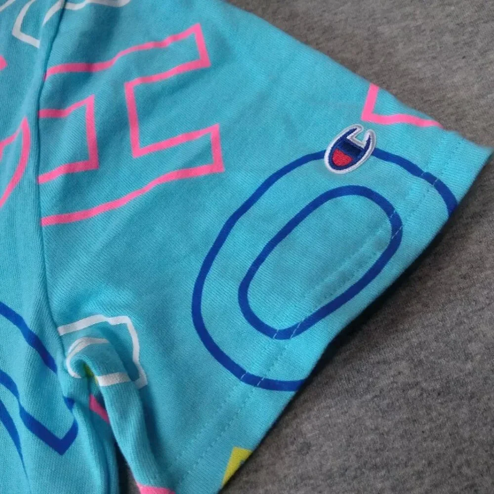 Champion blue colorful T-shirt size M - Picture 6 of 13